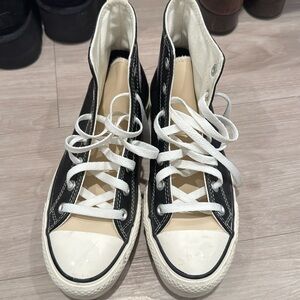 Converse leather high top platform shoes